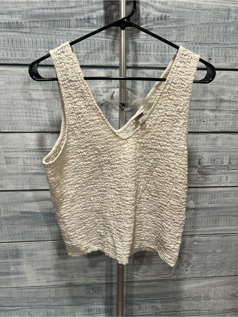 a new day Cream Crinkle V-Neck Sleeveless Tank